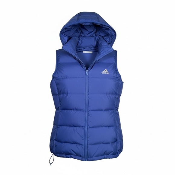 adidas Jackets & Blazers - Adidas Hooded Puffer Vest Royal Blue Quilted Full Zip Sleeveless Jacket M‎